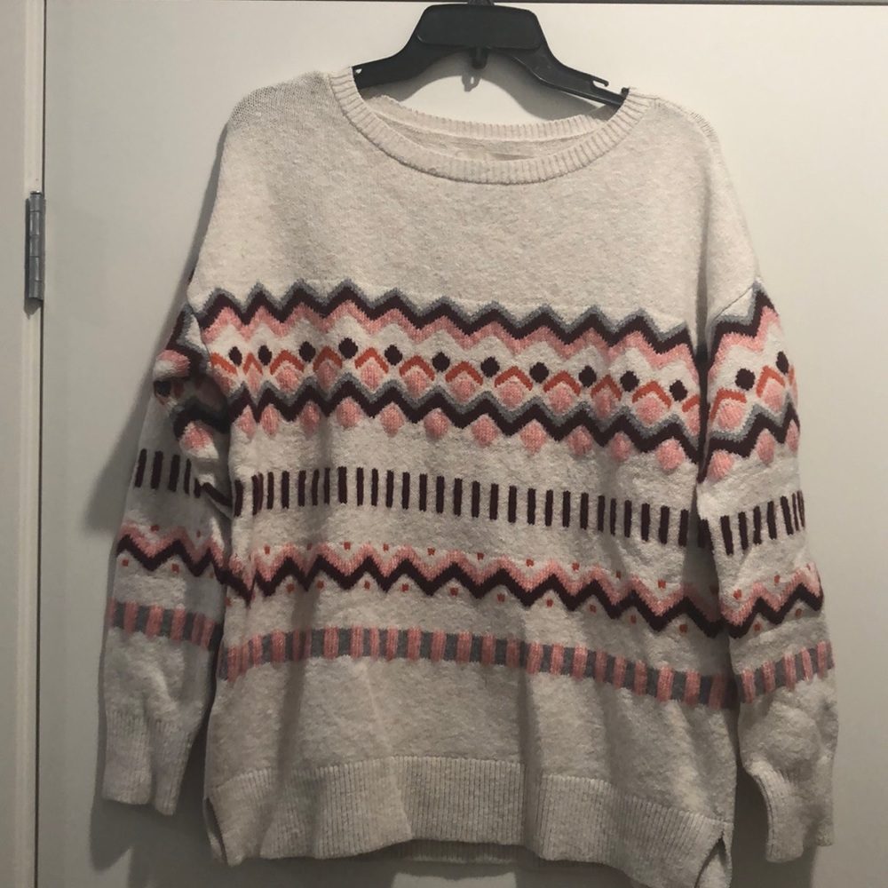 Loft sweater with fun pattern and detailing.